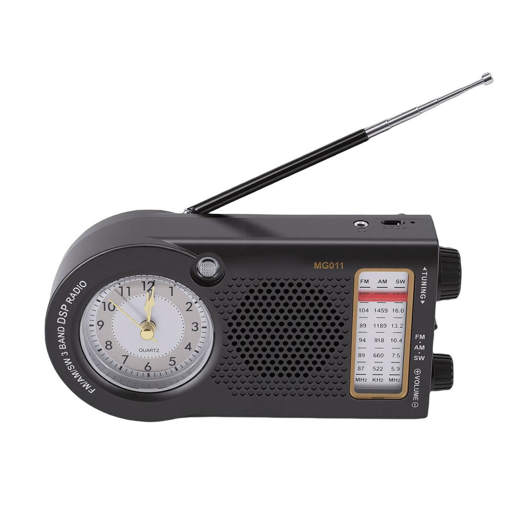 Portable Radio Rechargeable Battery Operated FM AM SW Multi Band Radio with Clock 3W Speaker for Music News Traffic Updates