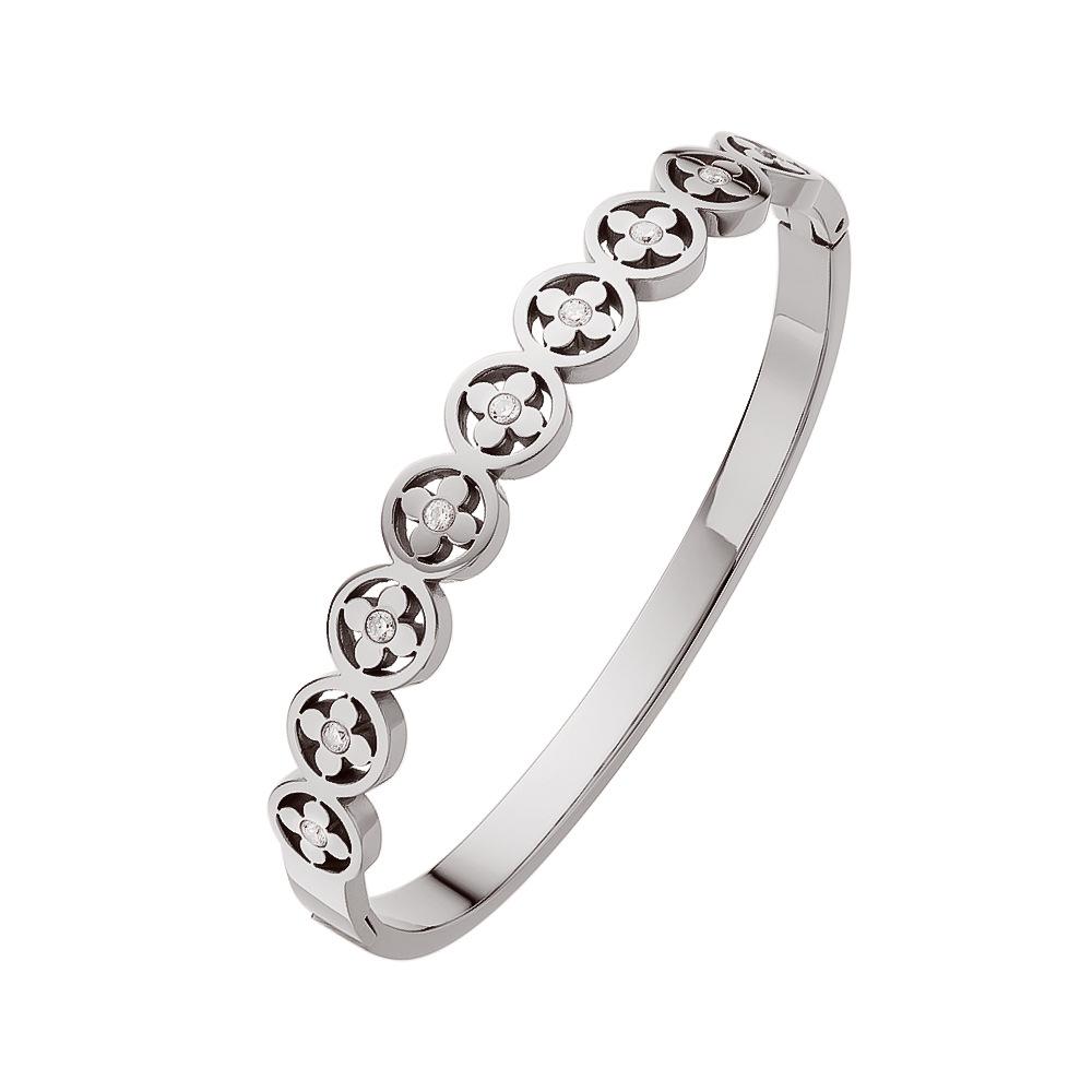 

Популярный браслет с четырьмя листочками клевера, высококачественный браслет с полой застежкой, инкрустированной бриллиантами