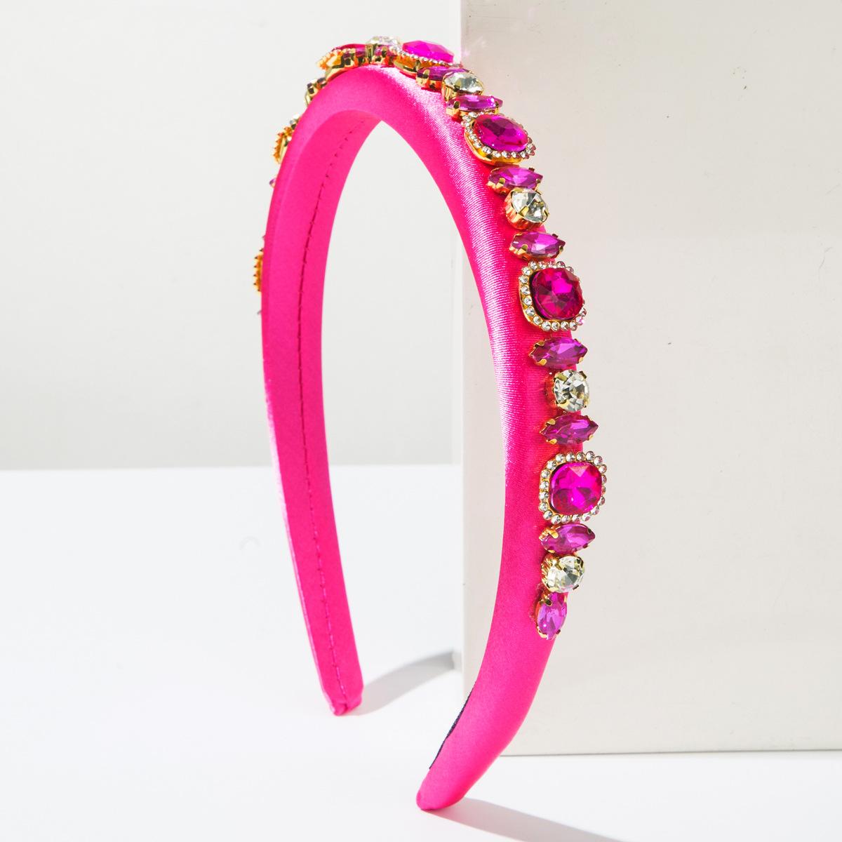 

Heavy Industry Diamond Inlaid Sponge Fine Hair Headband For Women Exquisite And Versatile High-end Light Luxury Simple Hair Accessories One Size рожевий червоний колір