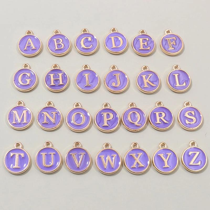 26pcs 12x14mm A-Z Letter Charms Enamel Alphabet Initial Letter Charms Pendant Handmade DIY Bracelet Jewelry Making Accessories