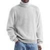 Mens Ribbed Knit Turtleneck Sweater Casual Washed Solid Color Loose Fit Pullover