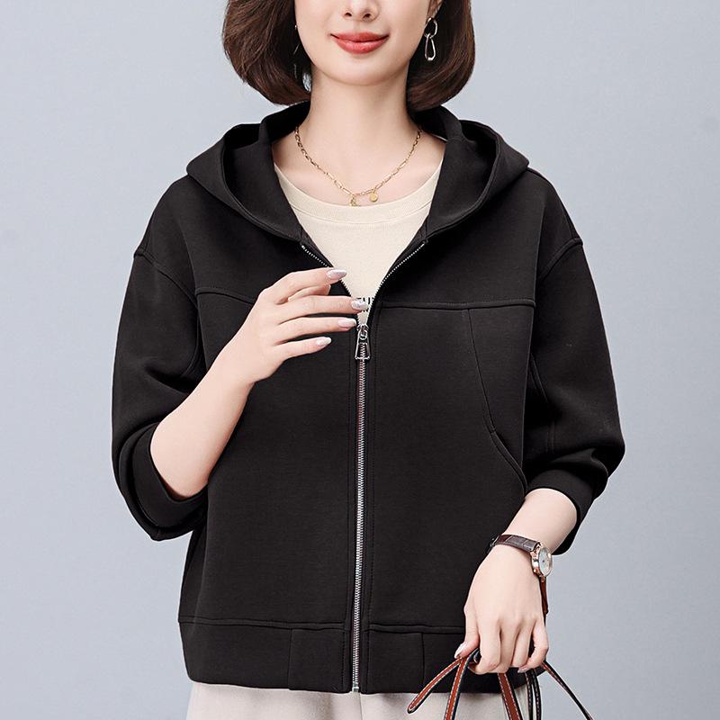 Stylish Women's Plus Size Hooded Cardigan: Spring/Fall 2024 Casual Loose Fit Jacket