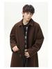 Men's Mid-Length Wool Coat - Dragon & Phoenix Design, Autumn/Winter Korean Style, Thick Windbreaker, Loose Fit, Trendy Brand Lapel Jacket.