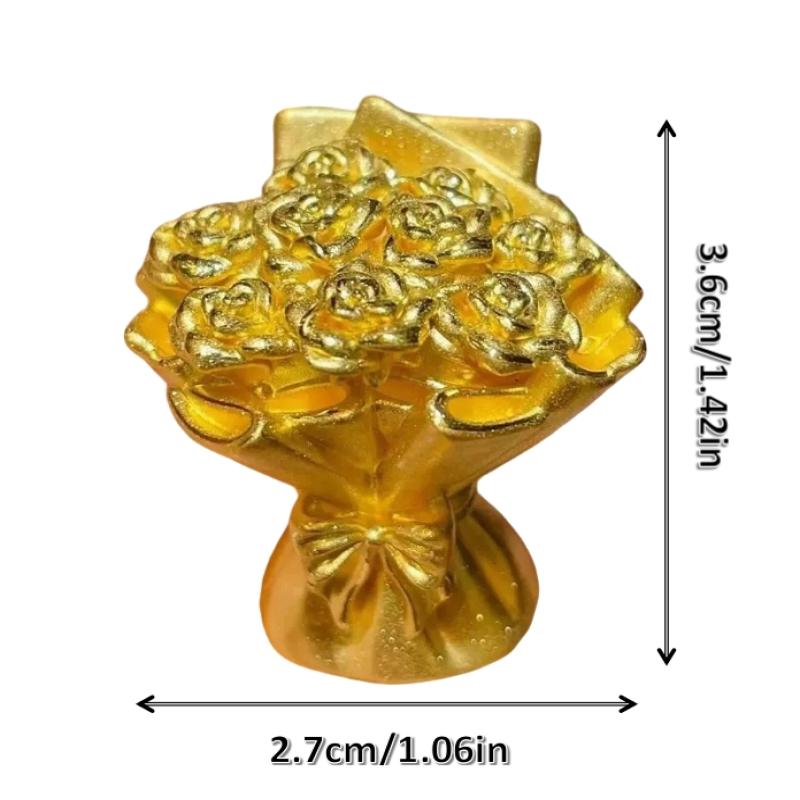 Mini Gold Rose Bouquet Ornament Handmade Metal Artificial Flower Graduation Gifts Party Decor Birthday Gift Valentine'S Day Gift