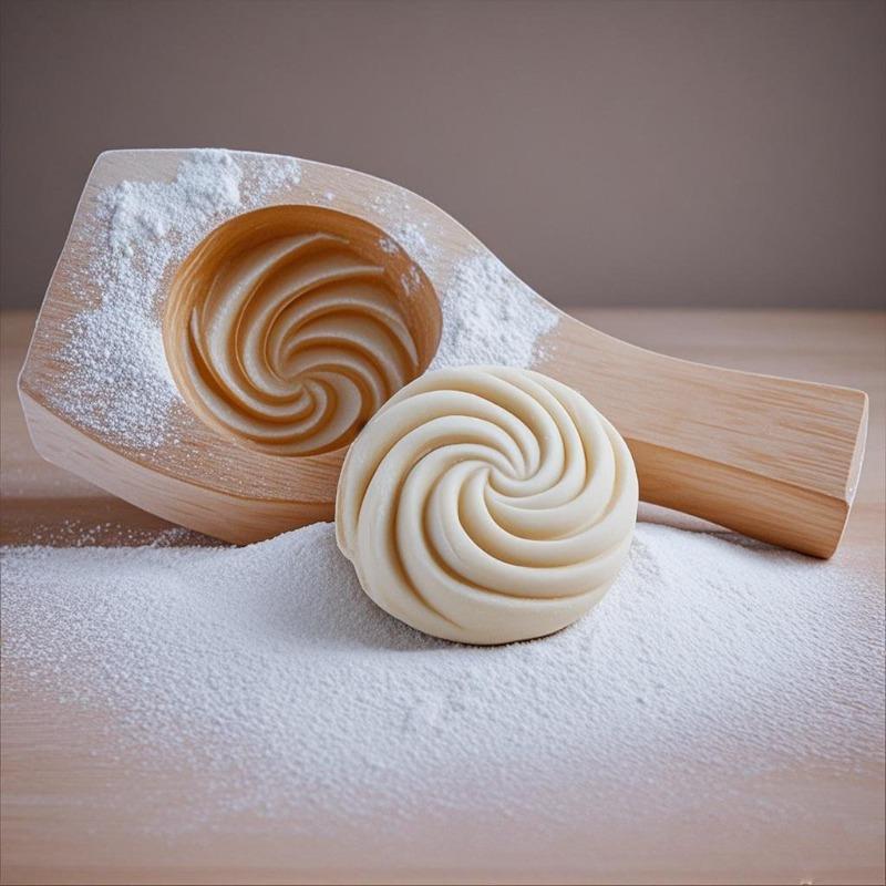 Household Kitchen Pasta Mold - Handmade Baozi Pattern Steamed Bread & Walnut Mooncake Baking Wooden Flower Roll Mould