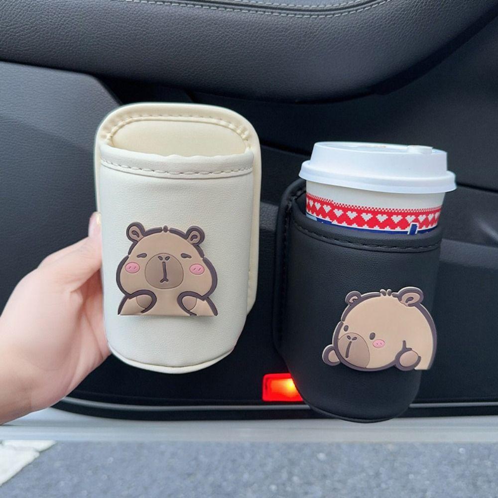 PU Leather Car beverage rack Panda Cup stand Portable Car Cup Holder  Car Interior Accessories
