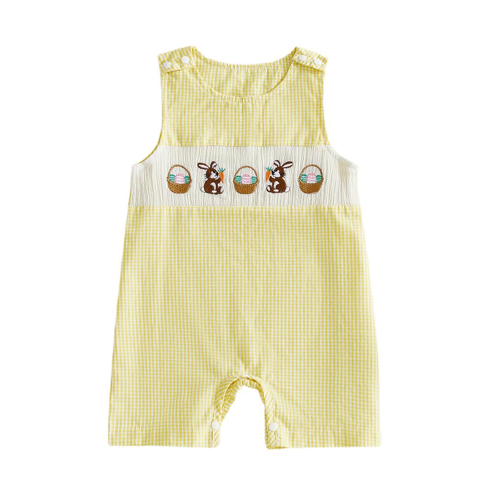New Baby Boy Romper Cute Embroidered Sleeveless Buttons Short Jumpsuits 2026 Summer Toddler Overalls 0-18M
