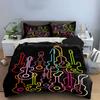 Colorful Neon Guitar Silhouettes. Bedding Sets Duvet Cover Sets Duvet Covers Pillowcases(1 * Duvet Cover 2 * Pillowcases Without Duvet Insert)