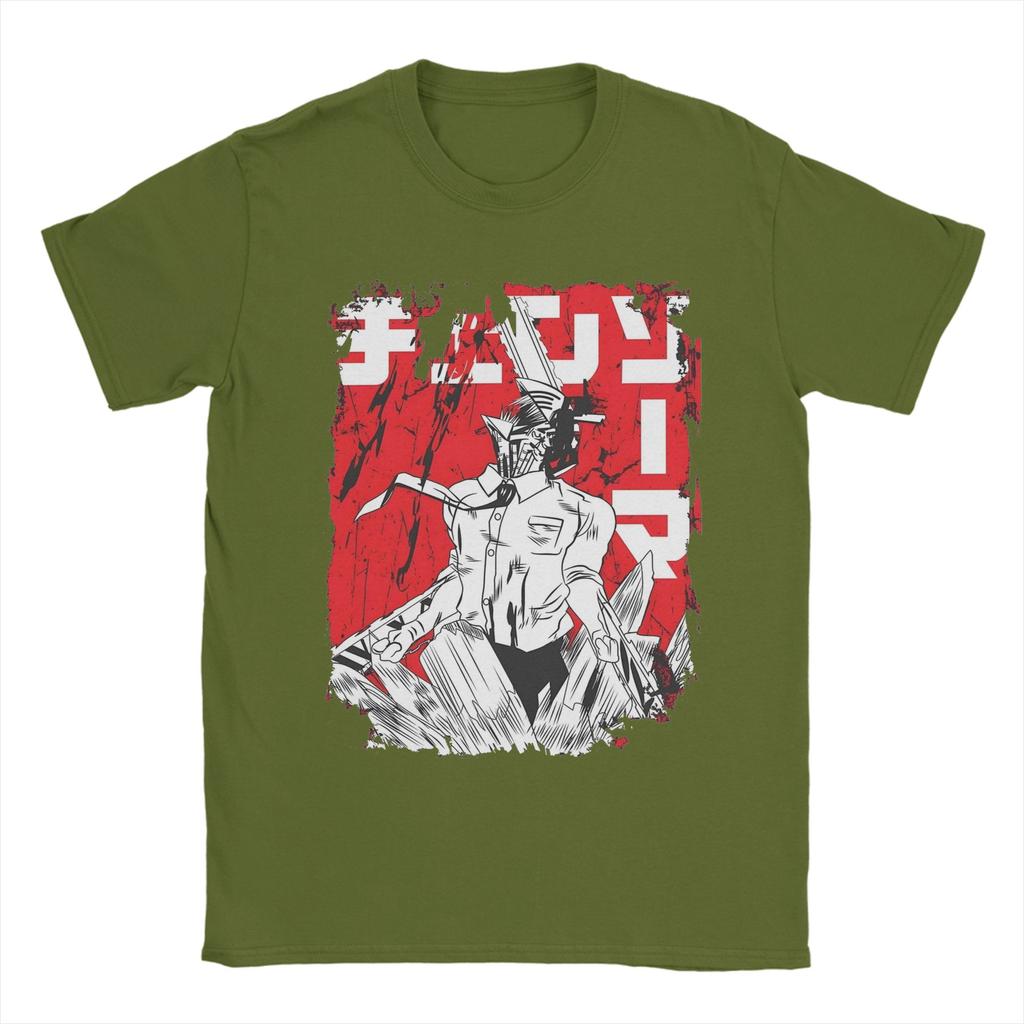 Denji Manga Anime Tshirts Men Cotton Top Tee Vintage Chainsaw Man Oneck Short Sleeve