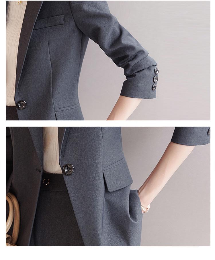 Damen Professioneller Blauer Blazer Hosenanzug für Frühling & Herbst - Elegante Interview- & Arbeitskleidung