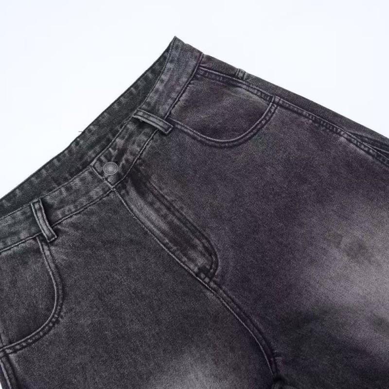 Unisex Distressed Wide Leg Straight Jeans Men Women Mid-Rise Relaxed Fit Cotton Denim Pants Washed Vintage Style