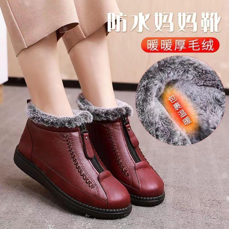 

Женские зимние водонепроницаемые плюшевые повседневные ботинки для снега, нескользящие женские ботильоны 2024, модные женские ботинки 35 красный