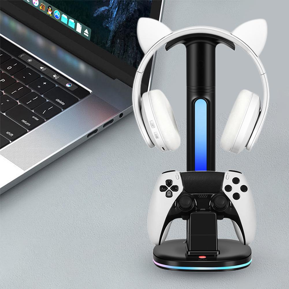 Charging Dock with LED Light Controller Charging Station Headset Display Holder Controller Charger Type-C Charging Cable