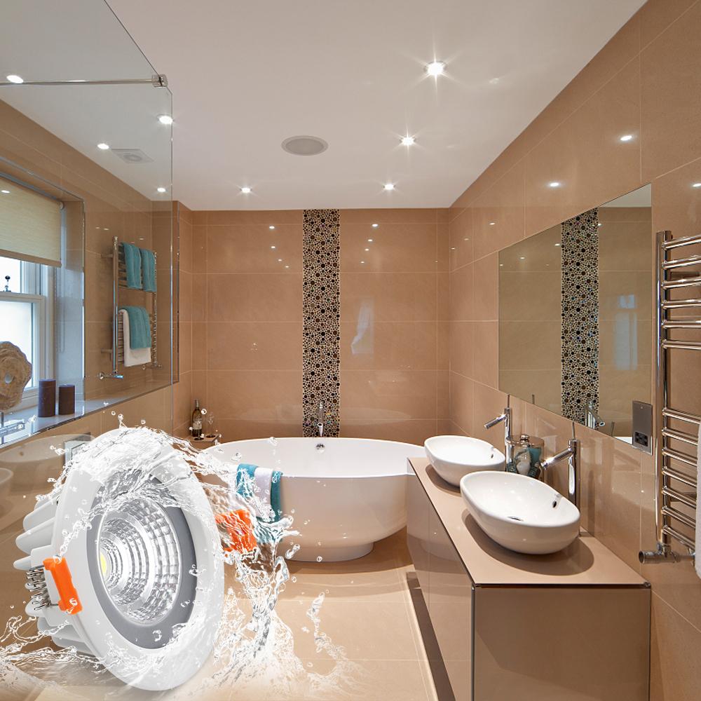 Oświetlenie sufitowe LED IP65 Wodoodporne 7W 9W 15W do łazienki 220V 110V Kuchnia Łazienka Toaleta Okap Wpuszczana lampa sufitowa Światło punktowe