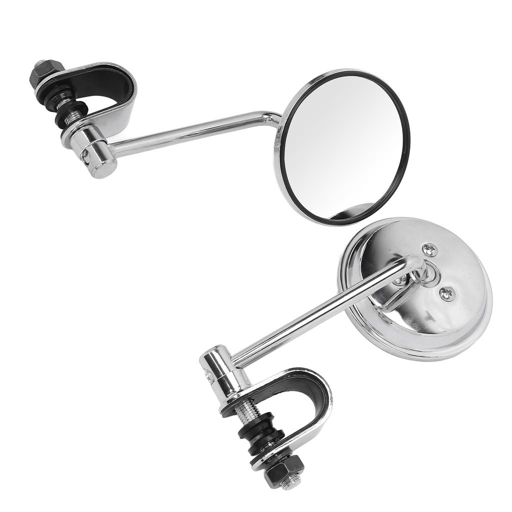 1 Pair Motorcycle Rearview Side Mirrors Adjustable Round Handlebar Clip On Mirror Mirror