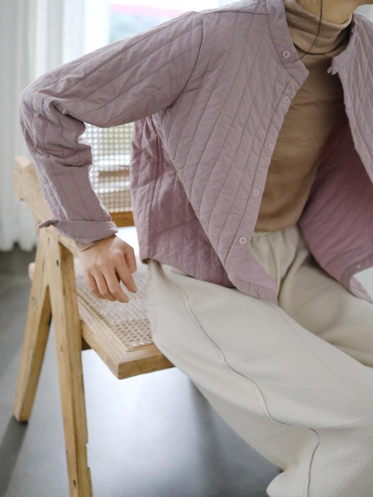 Johnature Neformální límec bavlněné oblečení pro ženy jarní móda jednobarevné bavlněné oblečení s jedním nádechem