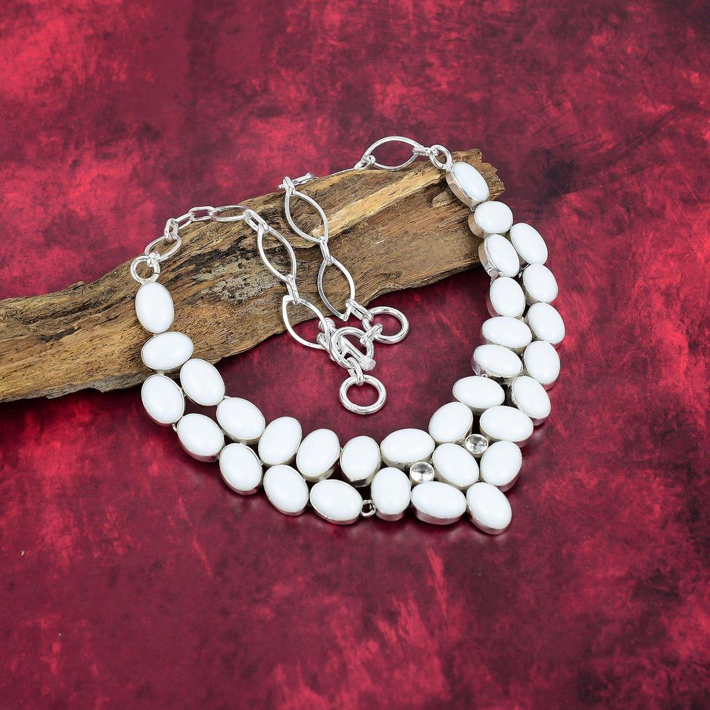 White Coral Handmade Gemstone Necklace, 925 Solid Sterling Silver Necklace Antique Jewelry, For Thanksgiving