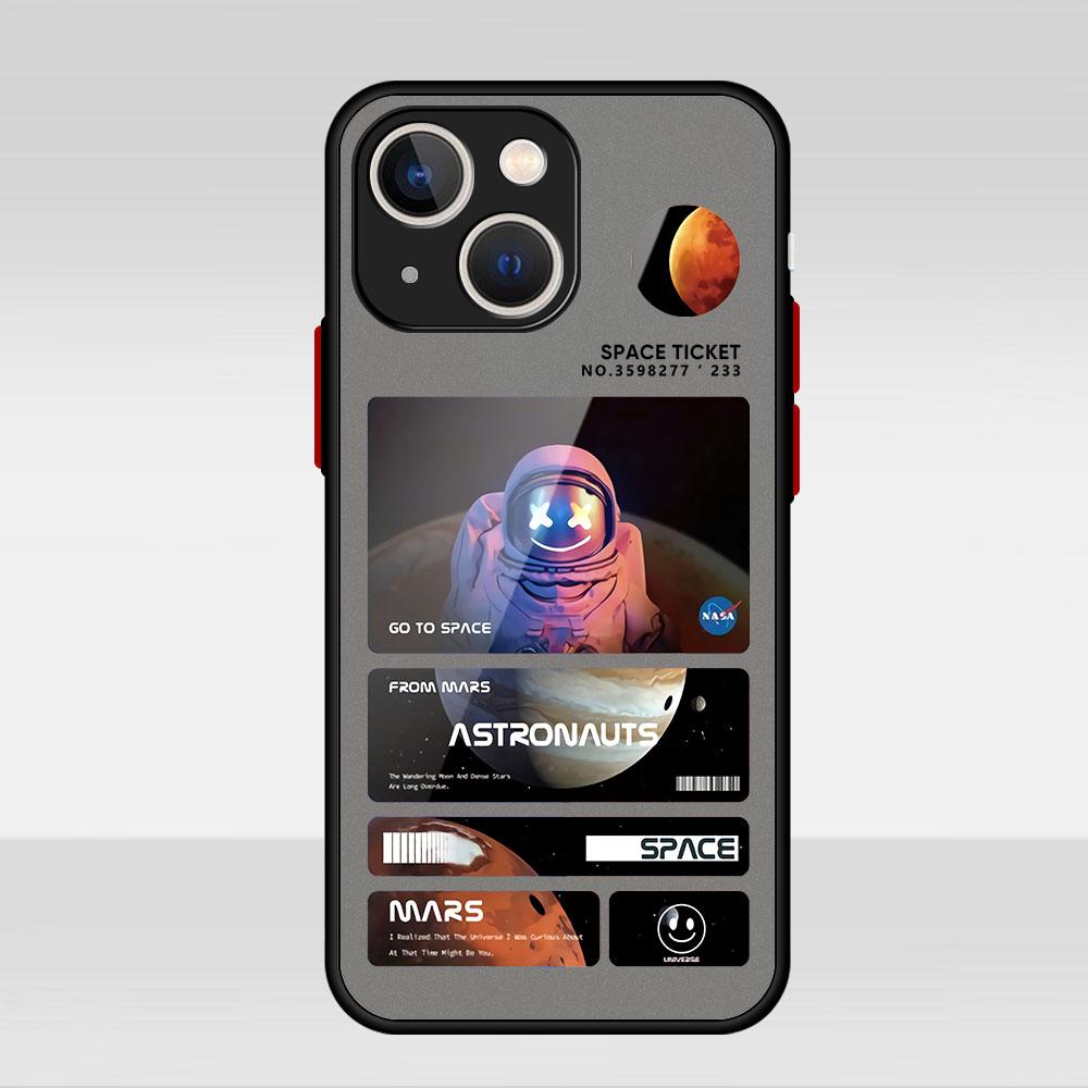 Cute Astronaut Planet Matte Case For Apple iPhone 14 11 13 7 12 Pro 7 XR XS Max 8 6s SE 2022 Soft Phone Cover