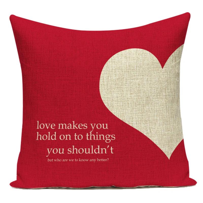 Square Valentine'S Day Lovers Couple Throw Pillow Case Hearts Balloons Print Pillowcase For Sofa Seat Hotel Home Pillow Cover