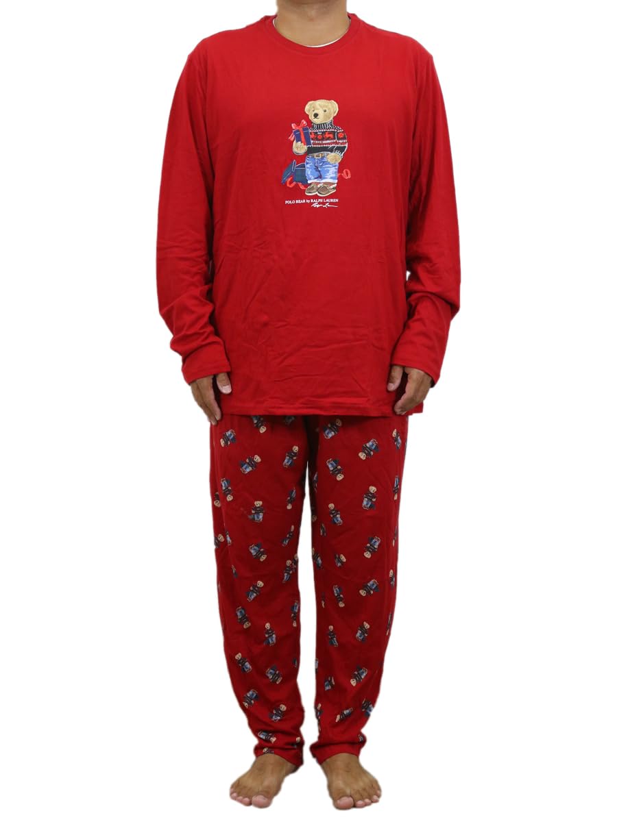 

POLO RALPH LAUREN Pony Embroidered Polo Bear Print Long Sleeve Pajama Set and Red Men s (Top Bottoms), XL, (Product Code 0107524)