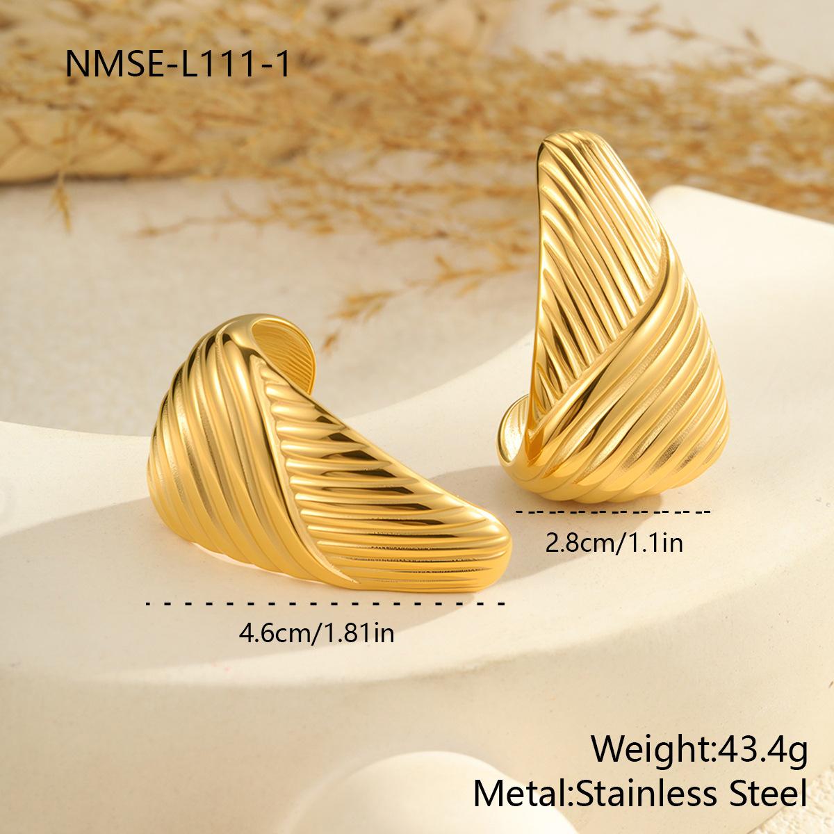 GEMCHIC Women s 18K Gold Stainless Steel C-Shape Thread Earrings Fashion Light Luxury Hoop Earrings