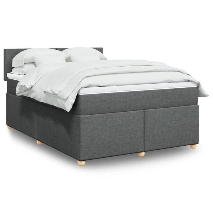 VidaXL Slatted Bed Base with Mattress Dark Grey 140x200cm Fabric 3288997