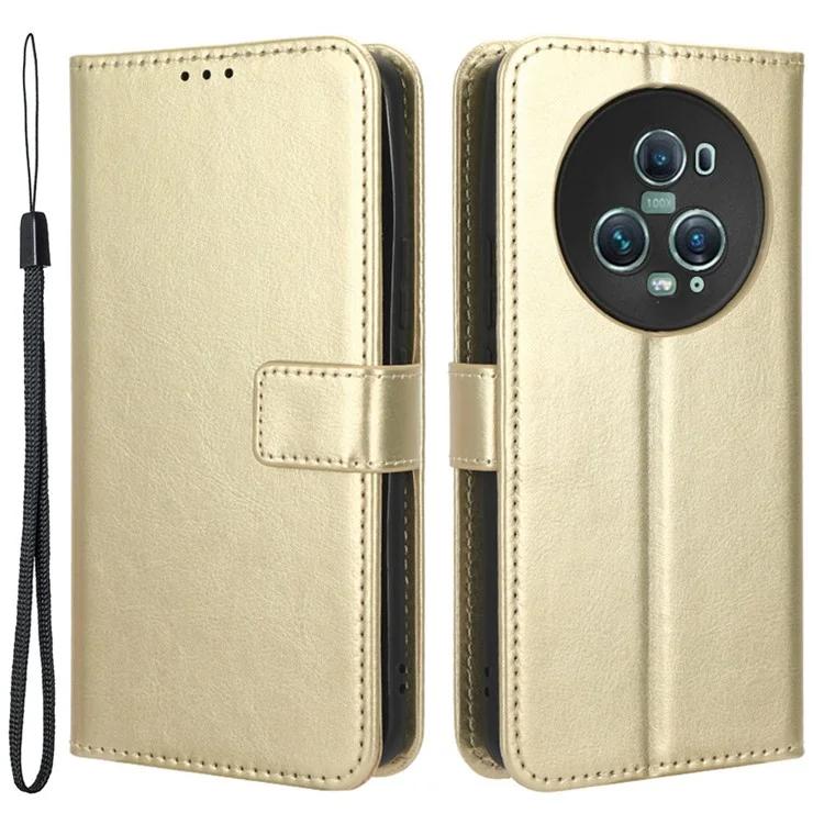 For Honor Magic5 Pro 5G Crazy Horse Texture PU Leather Wallet Stand Cover Shockproof Phone Case