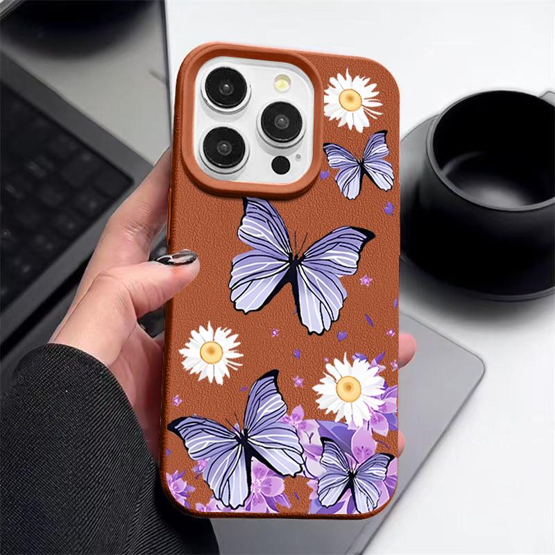 Cartoon Butterfly Flower Case For iPhone 16 Pro Max 15 14 13 12 11 Shockproof Slim Soft Silicone Case Cover