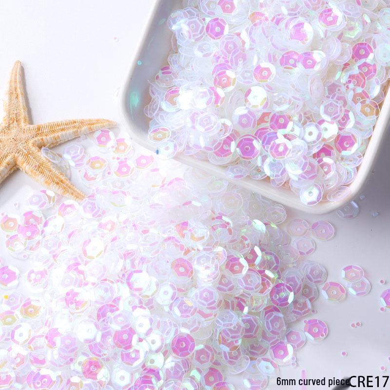 6mm Iridescent Silver Sequins: Laser Embossed Curved Pieces for DIY Embroidery, Wedding Dress Accessories, and Craft Ornaments.
