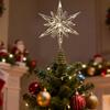 Christmas Tree Topper Winter Holiday Treetop Decorations Pre-Lit Glittered Star Treetop for New Year Office Indoor Home Bar Shop