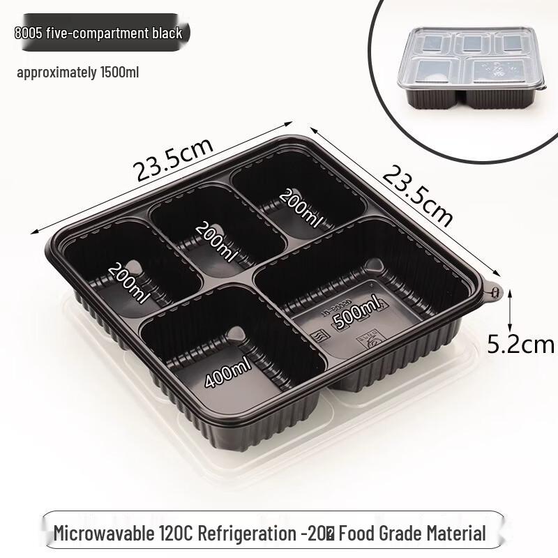Handun Disposable 5-Compartment Food Container Tray