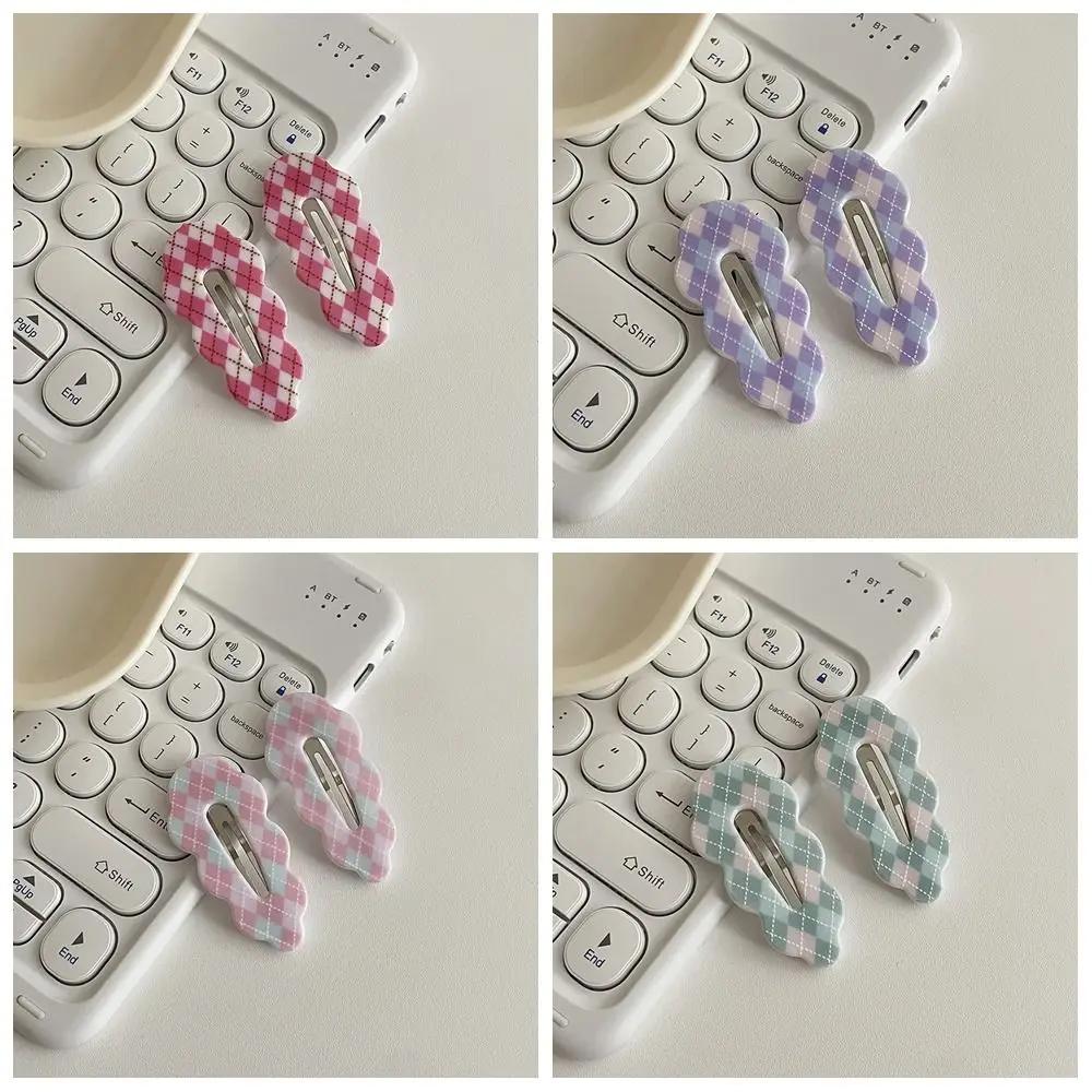 Gifts Alloy Plaid Hair Clip Acrylic Candy Color Cloud Hair Clip Barrettes Irregular Korean Style Hairpin Daily