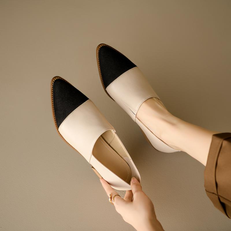 Fashion 2025 New Classic Women Pumps Spring Autumn Office Ladies Casual Mid Heels Comfortable Genuine Leather High-heeled Shoes Woman