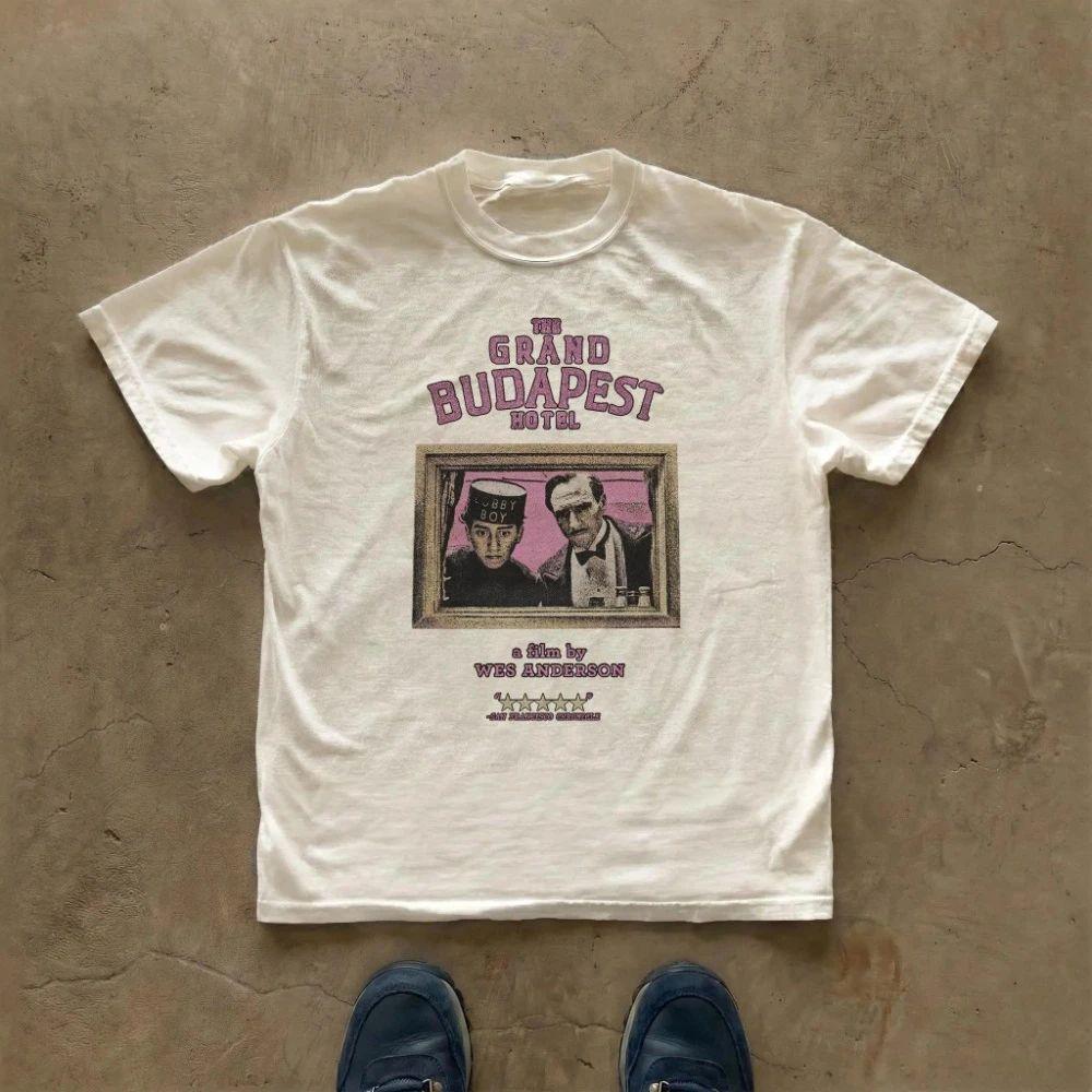 

Wes Anderson Film Tee Vintage Tee Grand Budapest Hotel Movie Tshirt Print Clothing Casual Loose Short Sleeve Unisex S