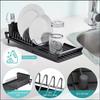 Large Capacity Draining Tray Space Saving Dish Drainer Sturdy Utensil Storage Holder  for Kitchen