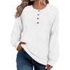 Women's Loose-Fitting Solid-Color Button-Up Long-Sleeved Round-Neck Pullover Knit Sweater Top