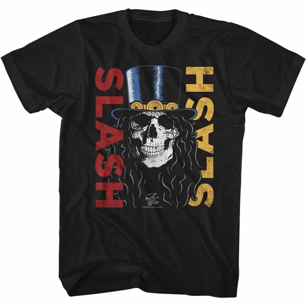 Slash Guns N Roses Men T-Shirt Double Slash Skull Black Cotton Guitarist Music  Unisex T-Shirt XXXXL