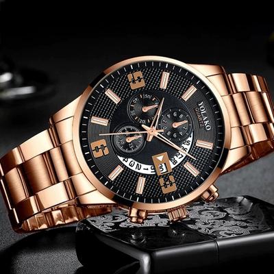 Herren Luxus Edelstahl Uhr Quarz Business Kalender Armbanduhr Neue Uhr Herren für Sport Laufen Schwimmen