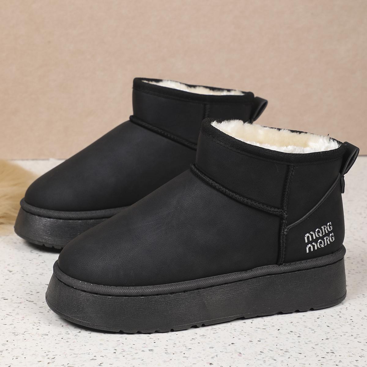 

Зимові жіночі короткі плюшеві теплі зимові черевики Повсякденне взуття Нове замшеве хутро Ботильйони Челсі на підошві Жіночі туфлі на платформі Чорні Botas 37 чорний