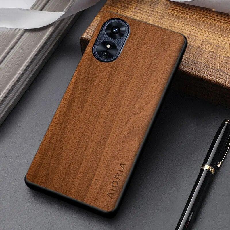 Drewniany wzór etui dla Oppo A17 A17k coque prosty unikalny design lekki pokrowiec ze skóry PU dla etui oppo a71k funda