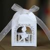 KX4B 100pcs Angel Dancing Pearl Paper Hollow Cut Favor Gift Candy Box Storage with Ribbon Decoration Baby Shower Wedding Party