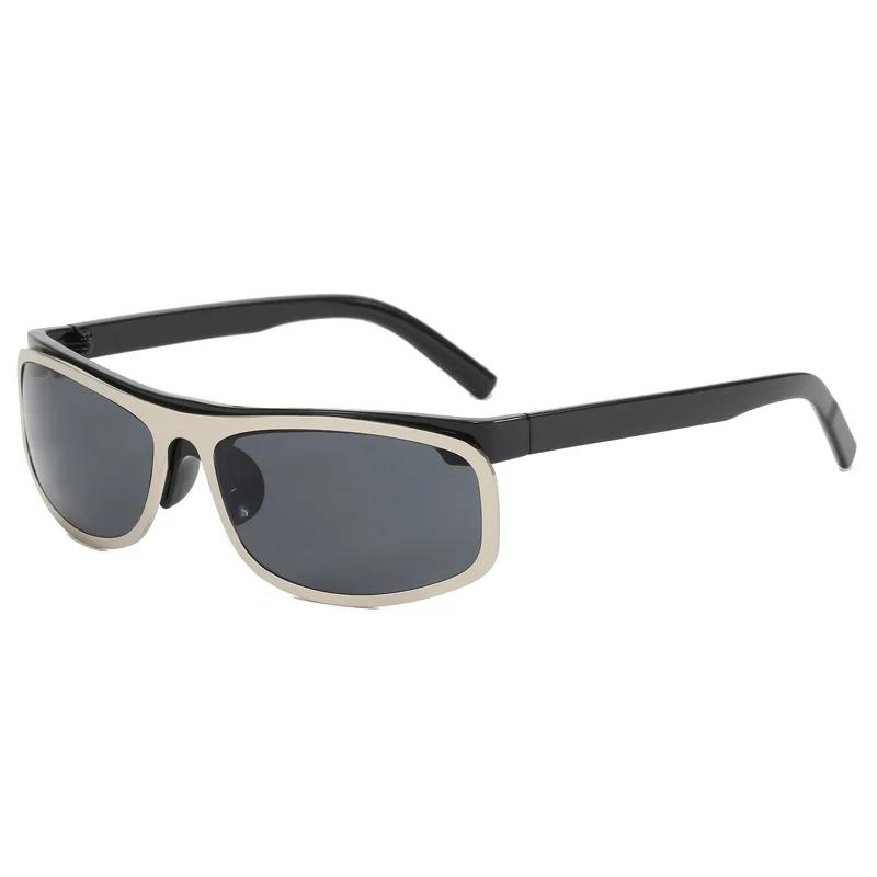 New  Vintage Luxury Brand Designer Curved Square Sunglasses Women For Men Sun Glasses Punk Popular Metal Cycling Sport Goggle