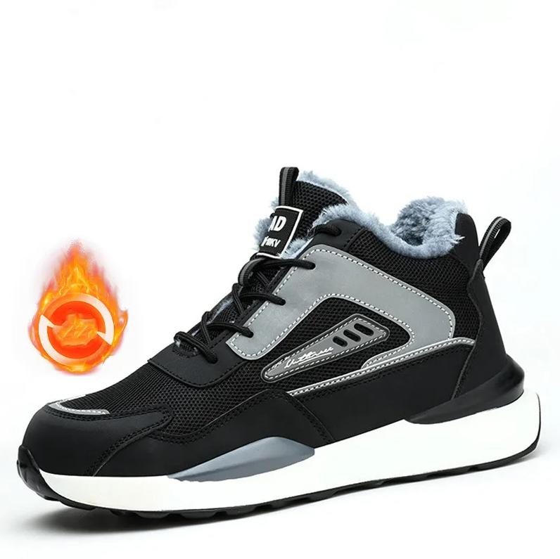 men casual plastic toe covers work safety boots tooling security insulated shoes autumn winter safe ankle botas protect footwear