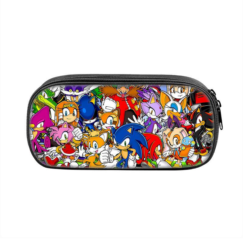 Sonic Cartoon Character Printed Student Single Layer Stationery Storage Bag For School And Gift