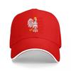 POLNISCHES ADLER-LOGO SCHWARZE BASEBALLKAPPE MIT ROTEM TEXT UND WEISSEN ZIERLEISTEN DESIGN FÜR Unisex UND Damen