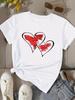 (Asian Size) Love Heart Sweet 90s Woman Print Tee Top Women Clothing T Shirt Fashion Female Short Sleeve Graphic T-shirts