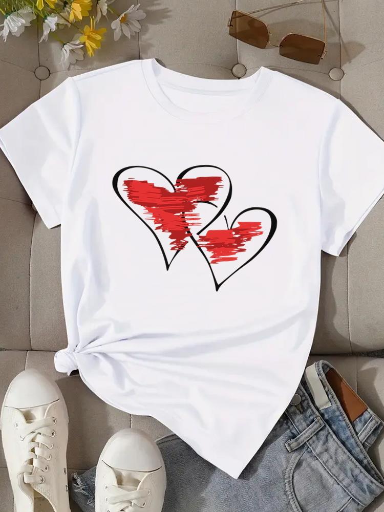 (Asian Size) love trend cute 90s Woman Print Tee Top Women Clothing T Shirt Fashion Female Short Sleeve Graphic T-shirts