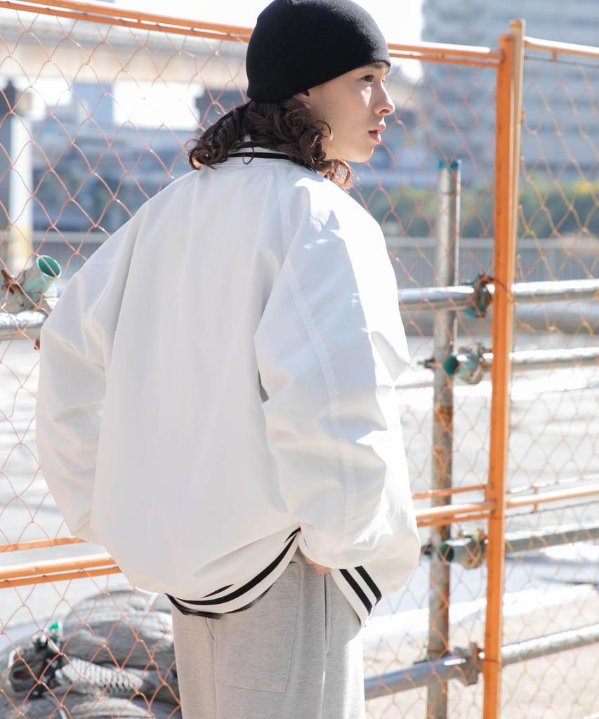 WEGO Unisex Stadium Oversized Casual Blouson with Plus Size Type G White Men's Jacket, Outerwear, Patches, Streetwear, Sizes, Gift, Spring/Winter