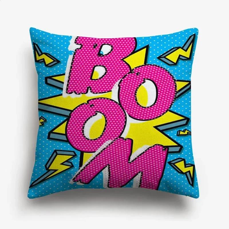 American POP ART Cushion Covers BANG WOW BOOM POW Cushion Cover Home Decorative Linen Pillow Case for Sofa Couch
