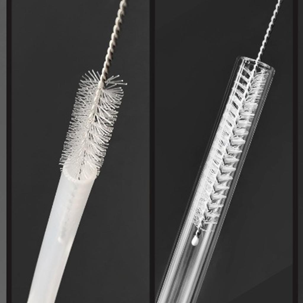 10Pcs/Set 304 Stainless Steel Cleaning Brushes Soft Hair Suction Glass Tube Brushes Tools Drinking Straws Bottle Cleaner Brush